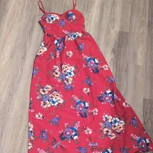 Bog Collective Floral Red Maxi Dress Size Small